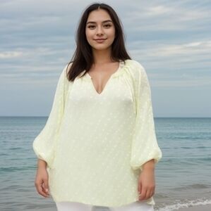 LANE BRYANT SUNSHINE POLKA DOT TOP SZ 1X 14 16